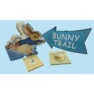 Beatrix Potter Book Lot with Bunny Trail Sign Peter Rabbit Easter Benjamin Bunny